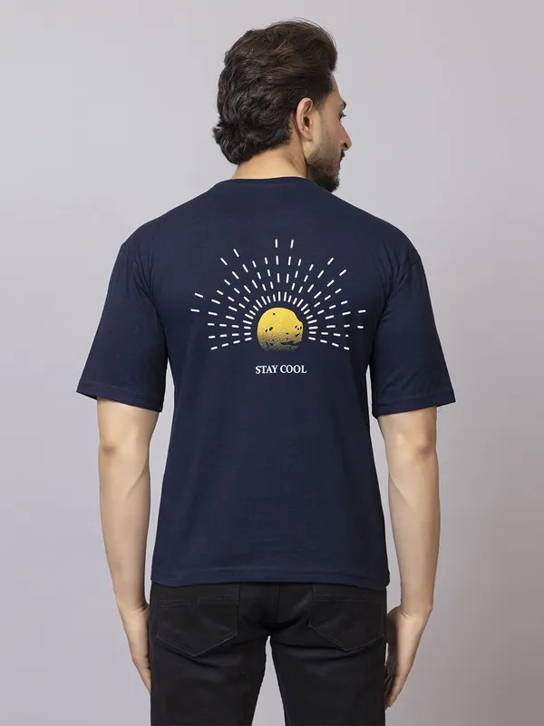 XENIOS_Printed_Men_Round_Neck_Navy_Blue_T-Shirt