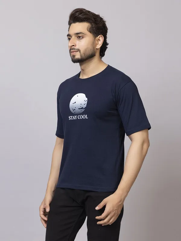 XENIOS_Printed_Men_Round_Neck_Navy_Blue_T-Shirt