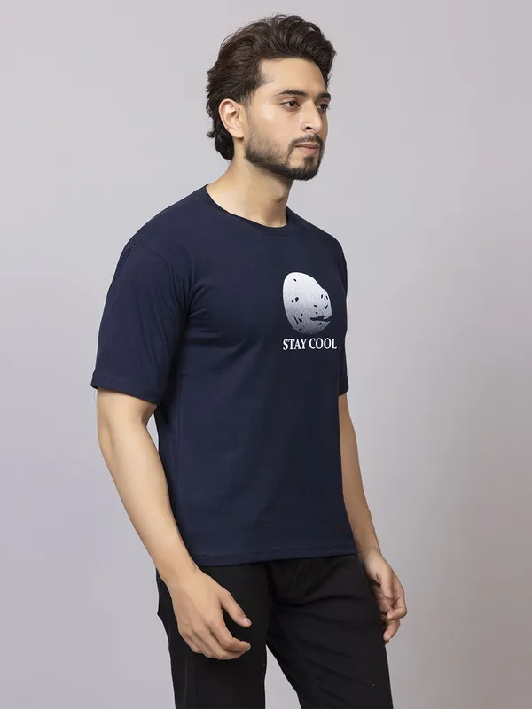 XENIOS_Printed_Men_Round_Neck_Navy_Blue_T-Shirt