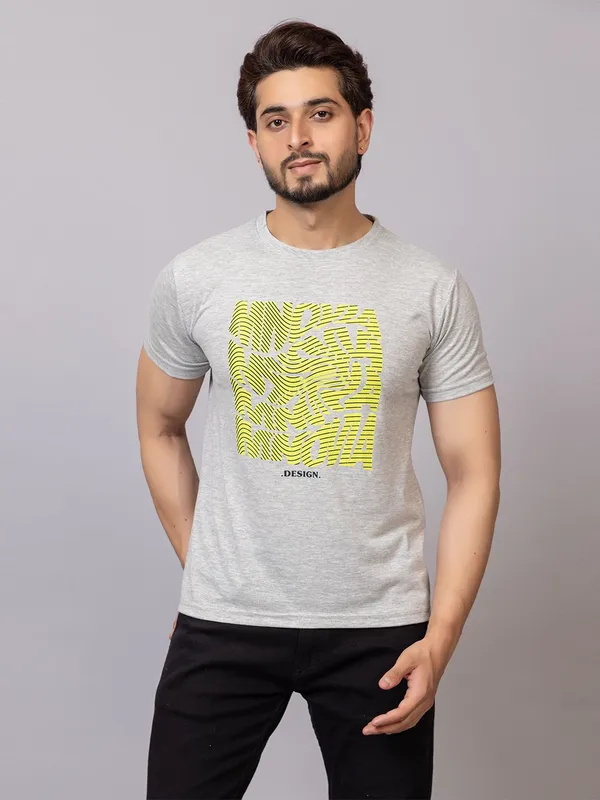 XENIOS_Printed_Men_Round_Neck_Grey_T-Shirt