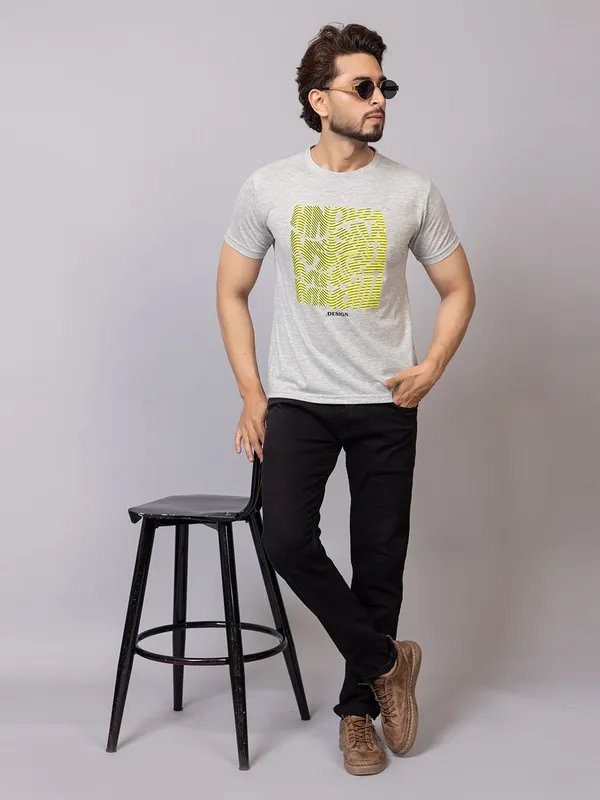 XENIOS_Printed_Men_Round_Neck_Grey_T-Shirt