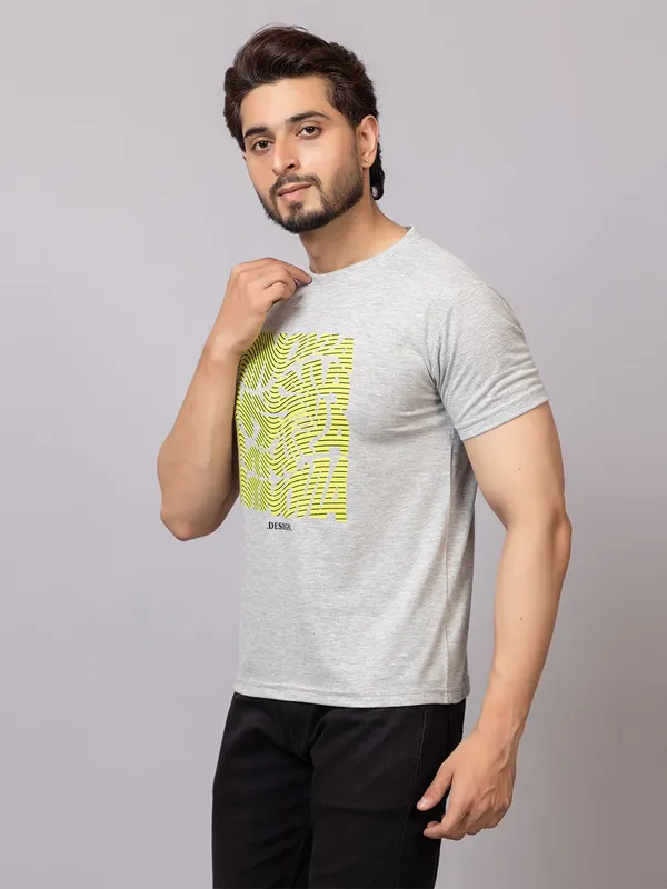 XENIOS_Printed_Men_Round_Neck_Grey_T-Shirt