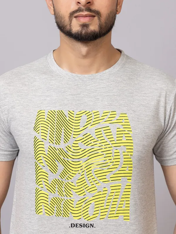 XENIOS_Printed_Men_Round_Neck_Grey_T-Shirt