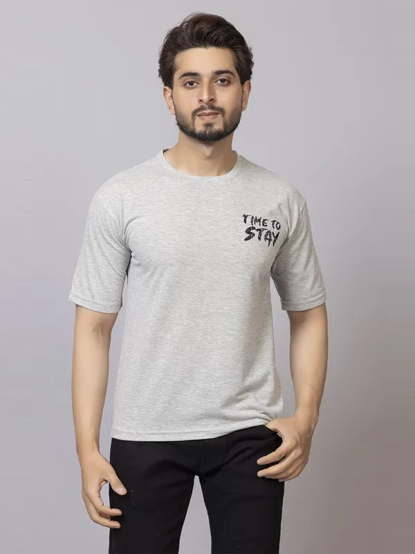 XENIOS_Printed_Men_Round_Neck_Grey_T-Shirt