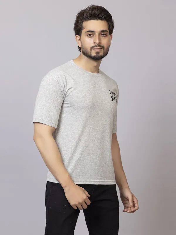 XENIOS_Printed_Men_Round_Neck_Grey_T-Shirt