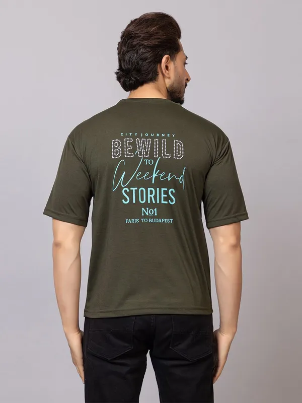 XENIOS_Printed_Men_Round_Neck_Dark_Green_T-Shirt