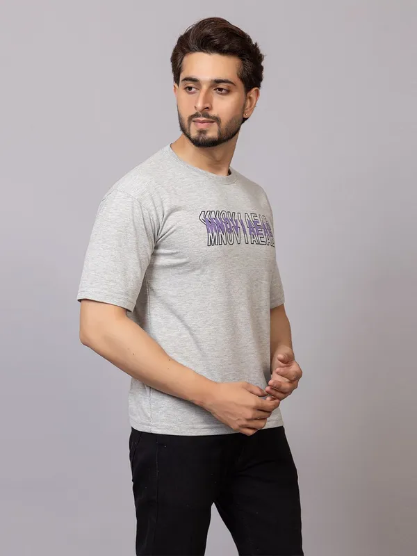 XENIOS_Printed_Men_Round_Neck_Grey_T-Shirt