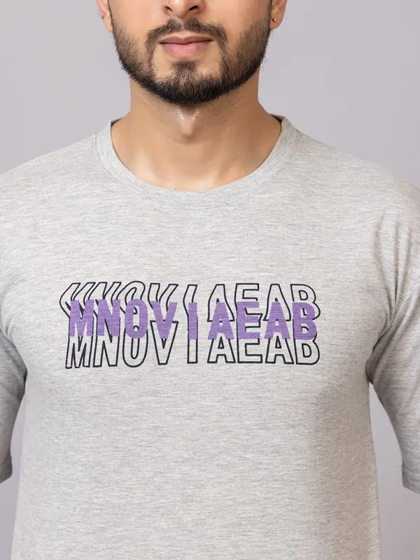 XENIOS_Printed_Men_Round_Neck_Grey_T-Shirt