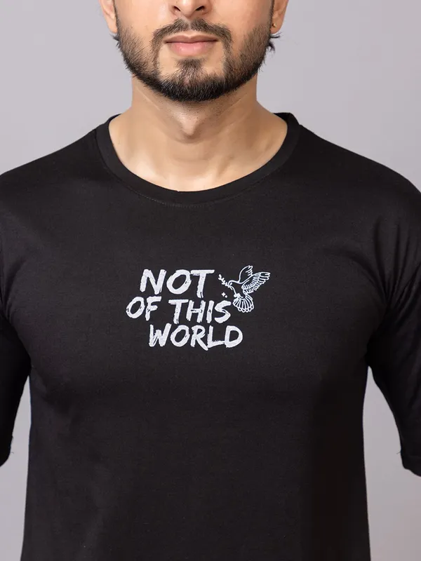 XENIOS_Printed_Men_Round_Neck_Black_T-Shirt