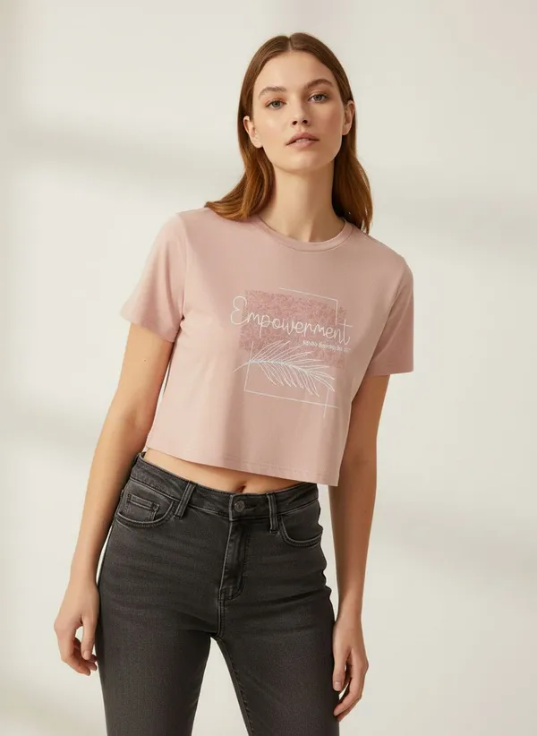 XENIOS_Solid_Women_Round_Neck_Pink_T-Shirt