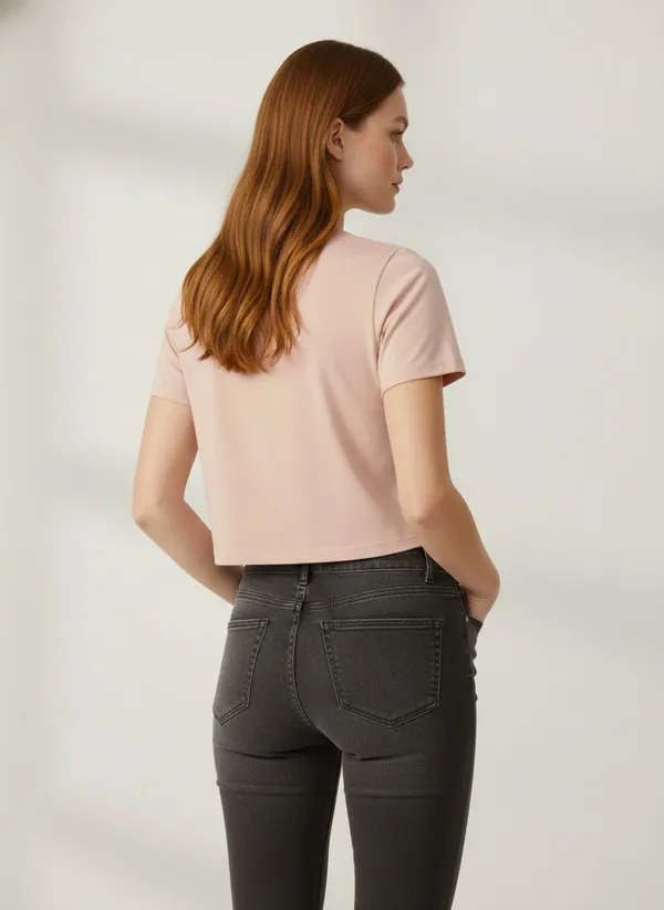 XENIOS_Solid_Women_Round_Neck_Pink_T-Shirt