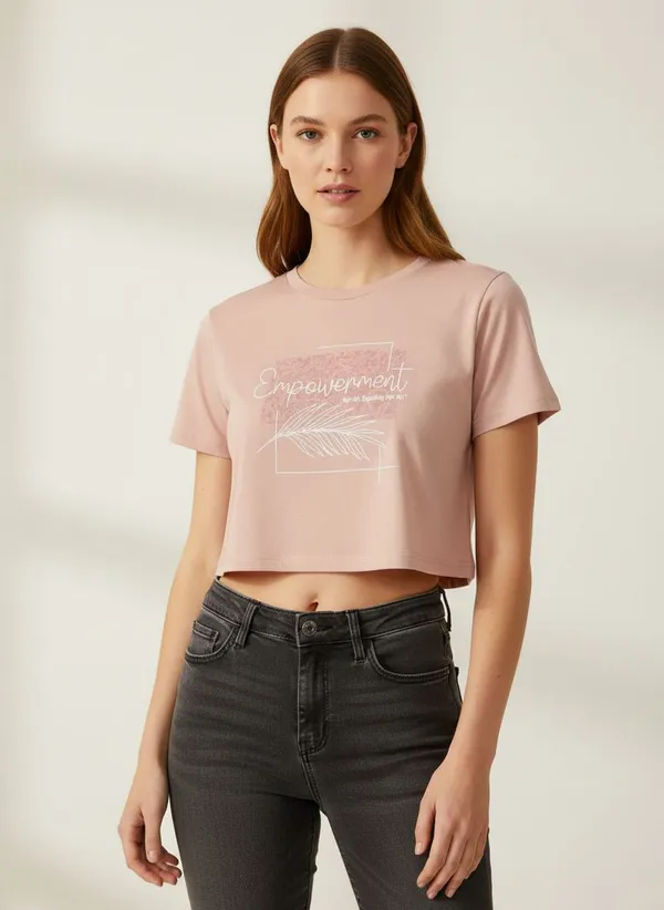 XENIOS_Solid_Women_Round_Neck_Pink_T-Shirt