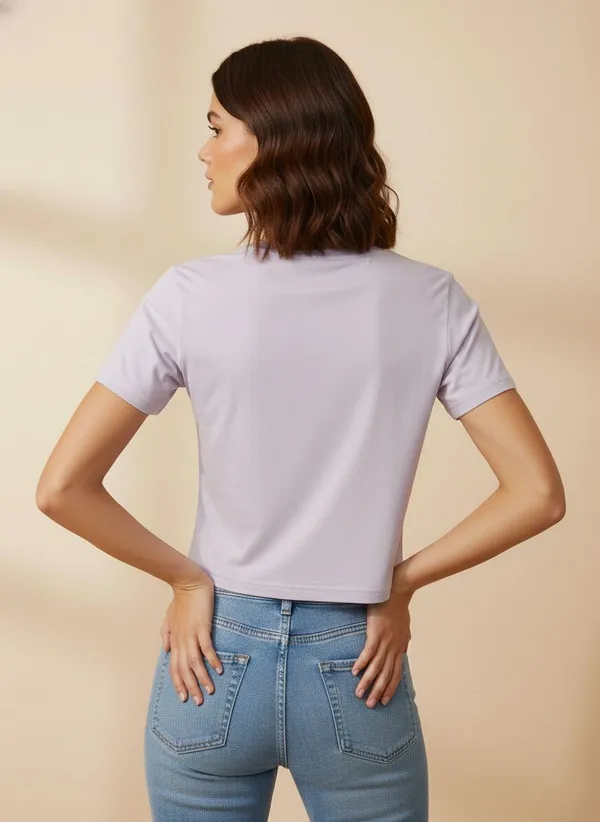 XENIOS_Solid_Women_Round_Neck_Purple_T-Shirt