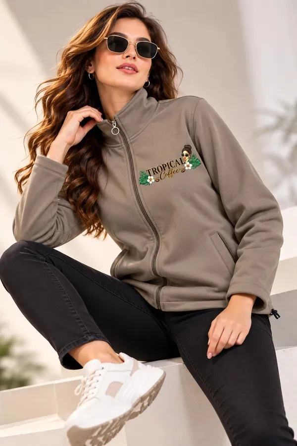 Taupe_Full_Zip_Casual_Jacket_For_Women