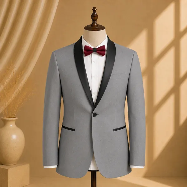 Grey_Polyster_Viscose_Tuxedo_Blazer_For_Men