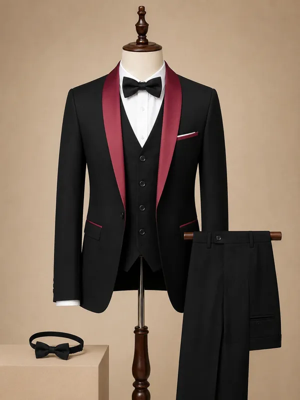 Yathochit_Premium_Black_Red_Tuxedo_Suit_With_Trouser_And_Bow_For_Men_Default_Title