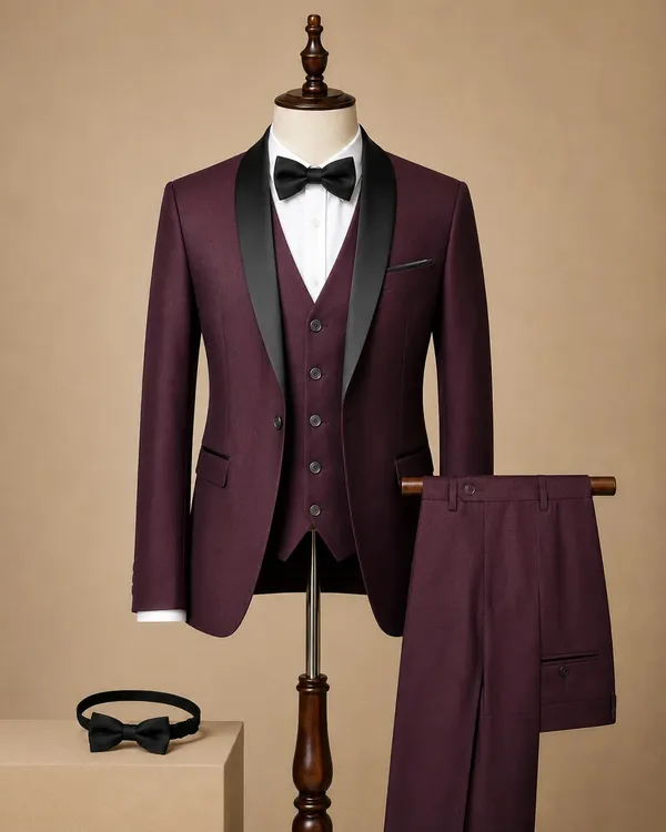 Yathochit_Premium_Wine_Tuxedo_Suit_With_Trouser_Waist_Coat_Bow_For_Men_Default_Title