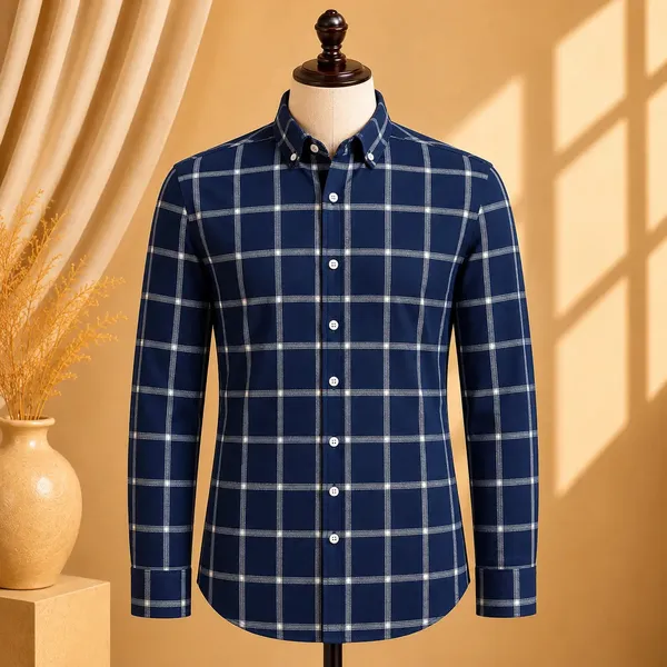 Premium_Men_S_Cotton_Shirt_Blue_Checks_Luxury_Cotton_Shirt_For_Casual_Wedding_Party_Wear