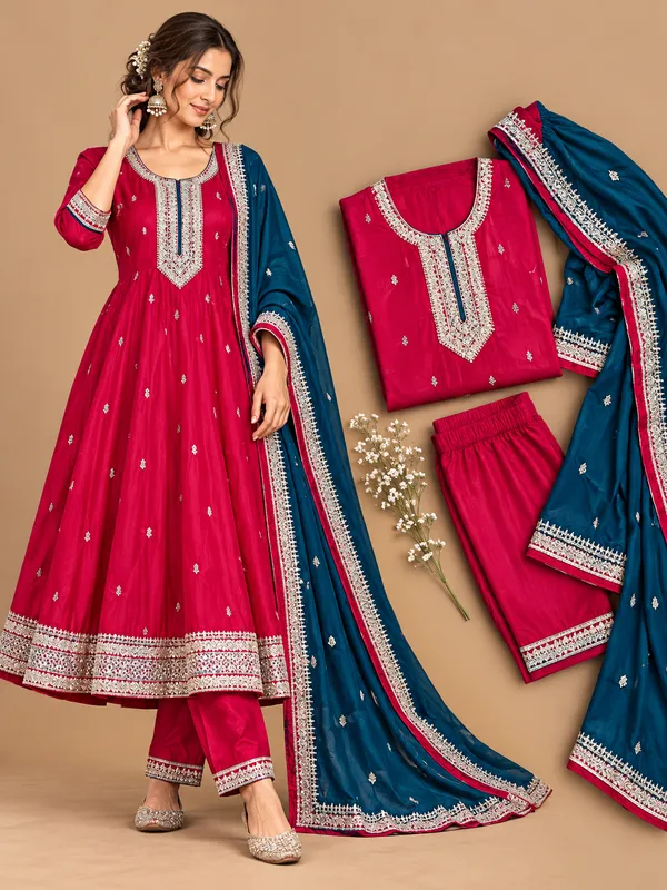 Pink_Embroidered_Anarkali_Suit_Set_for_Women