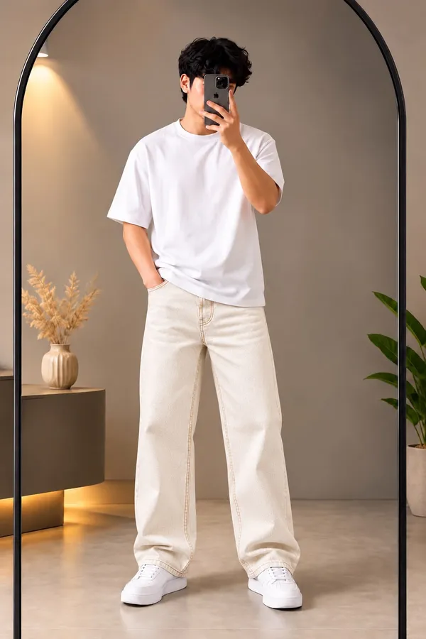 Beige_Colour_Baggy_Straight_fit_Jeans_
