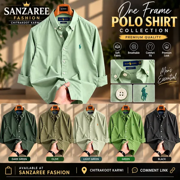 Perrot_Green,_Light_Green,_Olive_Green_polo_Button_Down_Shirt's_for_men's