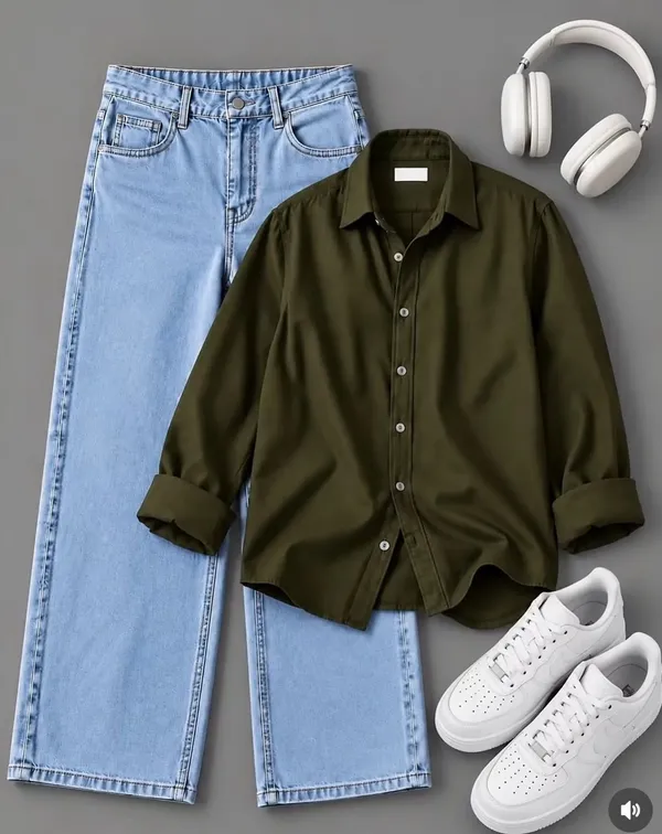 Combo_Set_Polo_Shirt_&_Denim_straight_/Mom_Fit_Jeans_