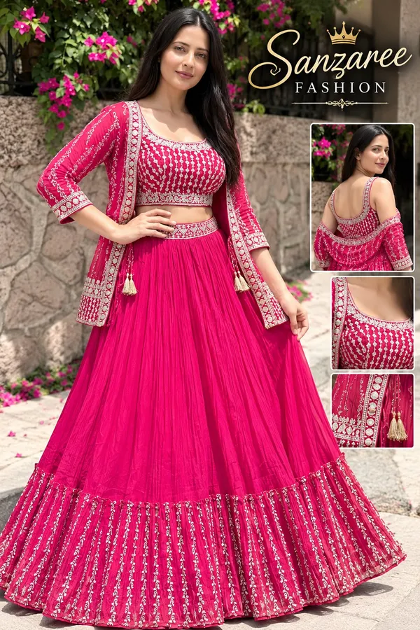 Embroidered_Srug_Crop_Top_Skirt_set_