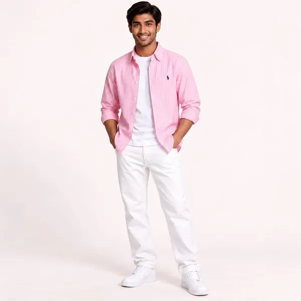 Pink_Striped_poloLong_Sleeve_Shirt_For_Men