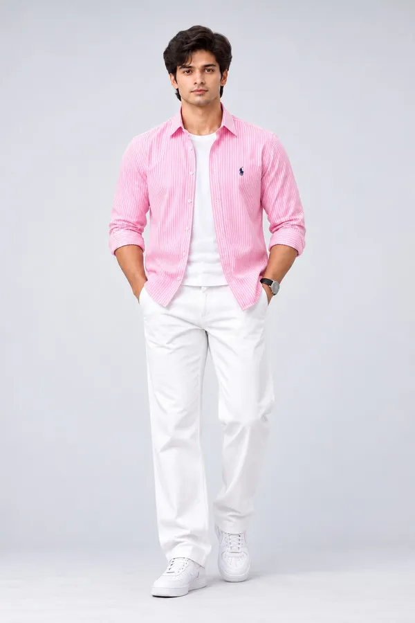 Pink_Striped_poloLong_Sleeve_Shirt_For_Men