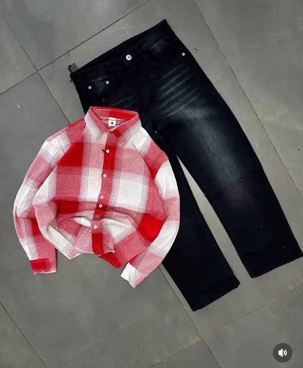 Combo_set_pink_Check_Shirt_With_Denim_Jeans_(White/blue/Black)