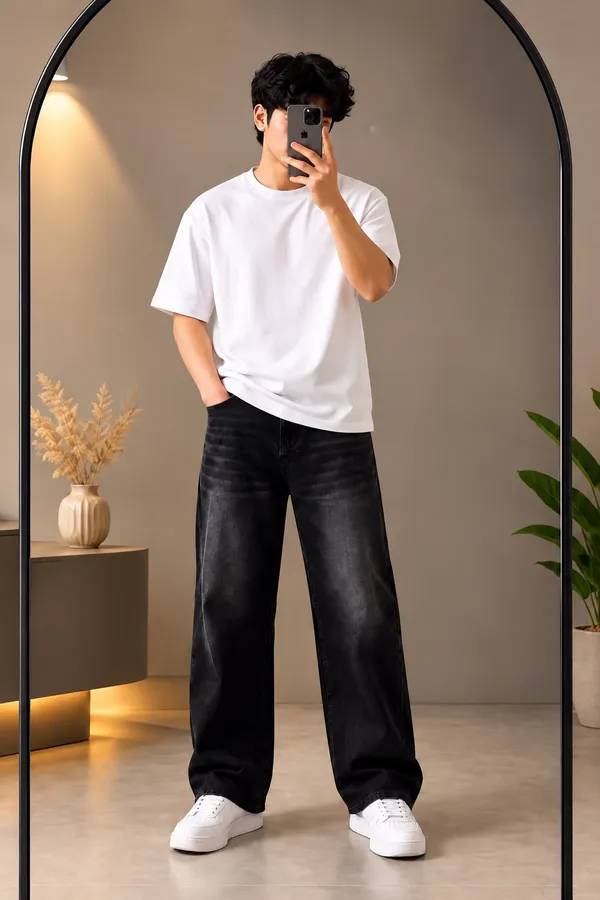 Black_Denim_wash_straight_fit_Jeans_For_mans