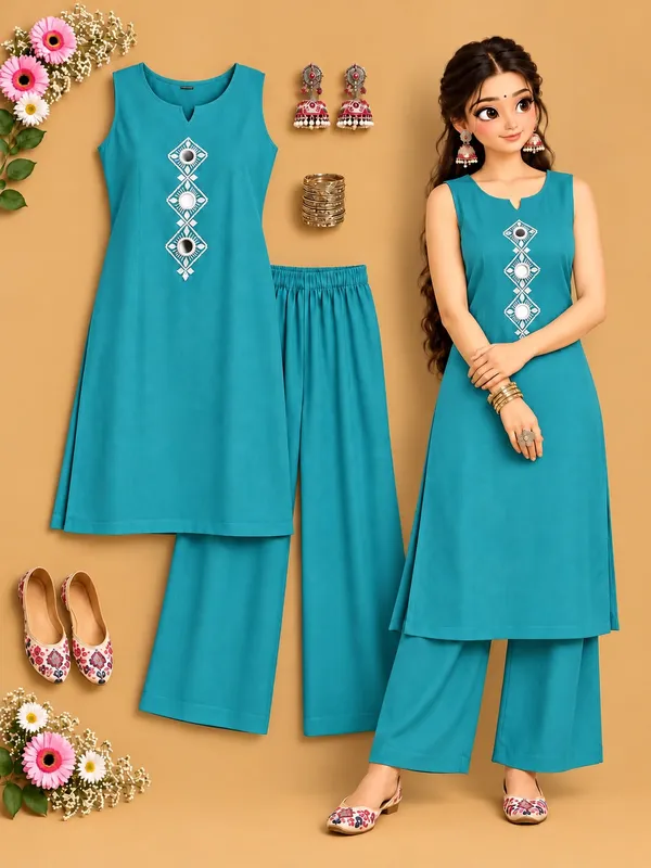 Sleeve_Less_kurti_Palazzo_Set_(cod_set)_For_Women_5_Colours_Available