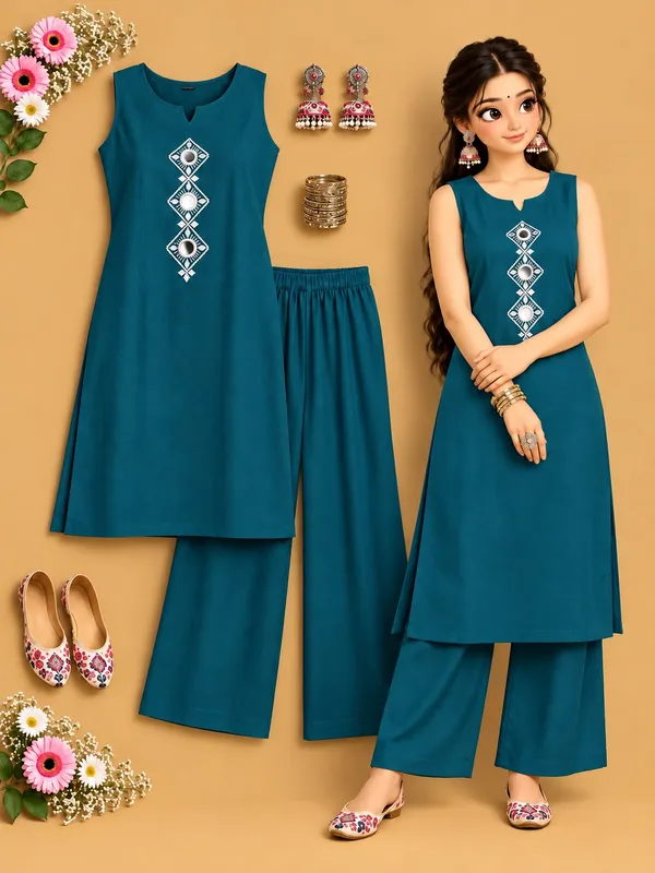 Sleeve_Less_kurti_Palazzo_Set_(cod_set)_For_Women_5_Colours_Available