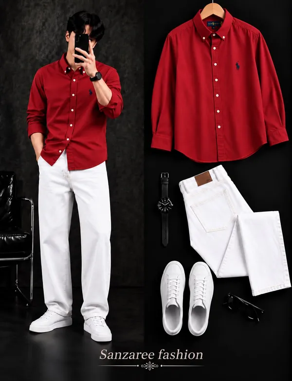 Maroon_Red_Rust_Button_Down_Shirt_For_Men