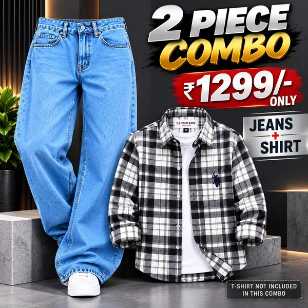 Check_Shirt_And_sky_blue_Denim_Jeans_(Combo_Set)_For_Men