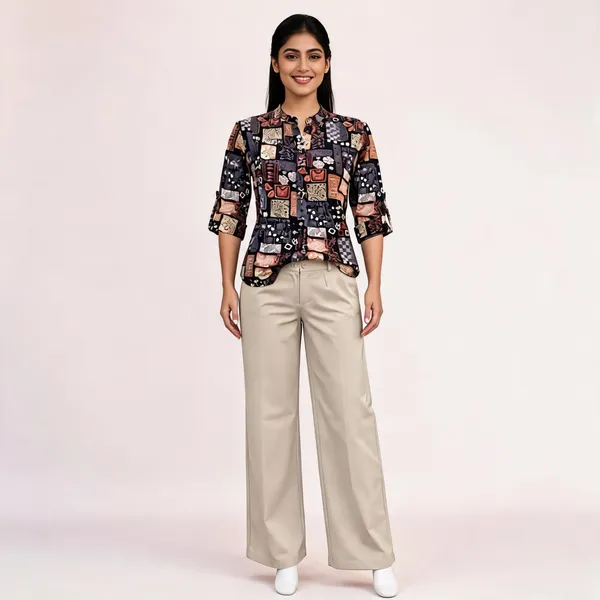 Multicolor_Printed_Shirt_And_Trousers_Set_For_Women