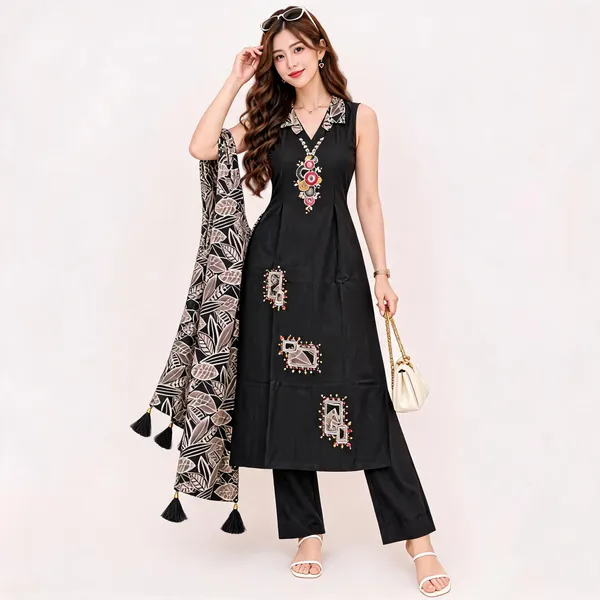 Black_Ethnic_Kurta_Set_For_Women