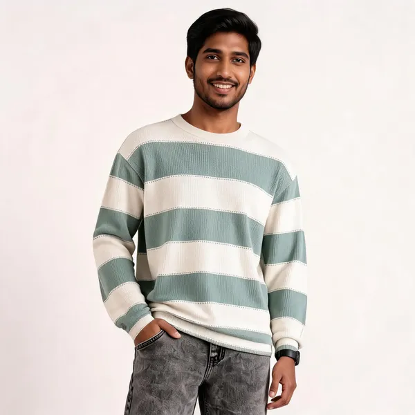 Green_Striped_Regular_Fit_Full_Sleeve_T-Shirt_For_Men