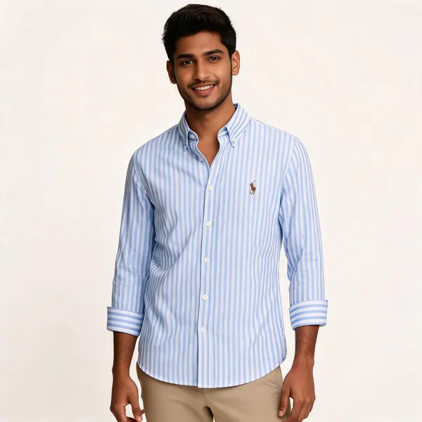 Blue_Striped_Button_Down_Shirt_For_Men