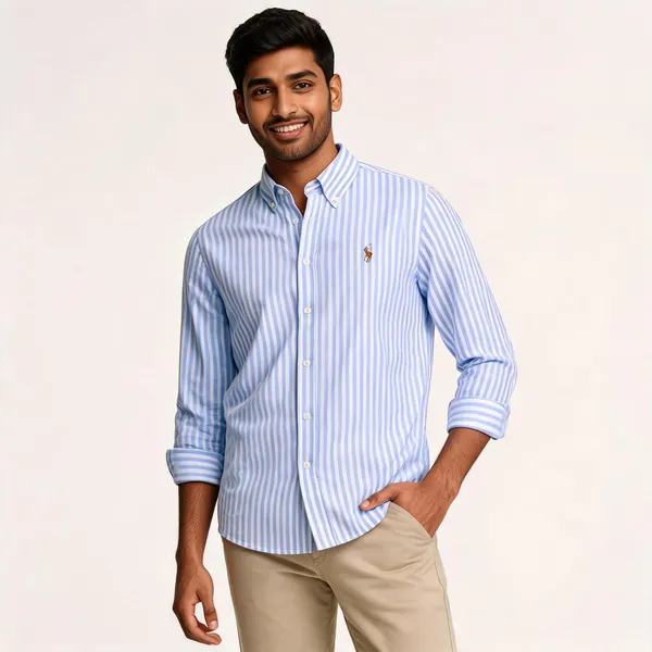 Blue_Striped_Button_Down_Shirt_For_Men