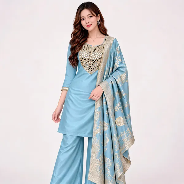 Sky_Blue_Embellished_Straight_Kurta_Set_For_Women