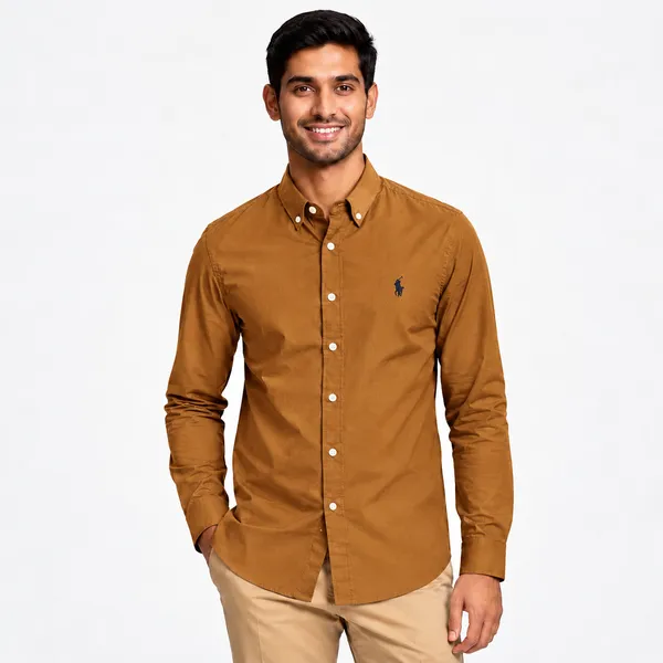 Golden_Brown_Custom_Slim_Fit_Button_Down_Shirt_For_Men