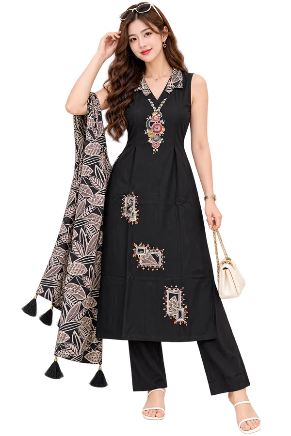Black_Ethnic_Kurta_Set_for_Women