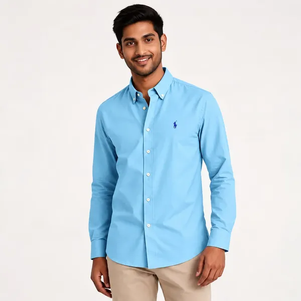 Sky_Blue_Plen_Polo_Custom_Slim_Fit_Button-Down_Shirt_For_Men