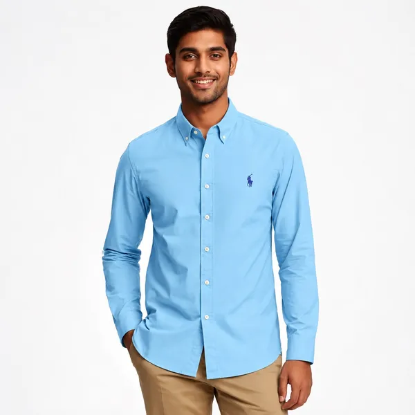 Sky_Blue_Plen_Polo_Custom_Slim_Fit_Button-Down_Shirt_For_Men