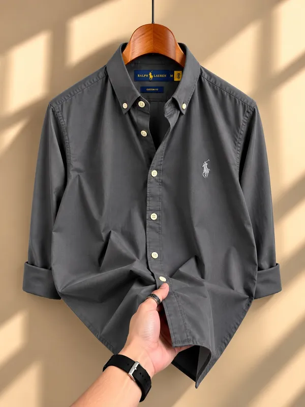 Grey_&_Light_Grey_Men's_Polo_Cotton_Button_Down_Shirt