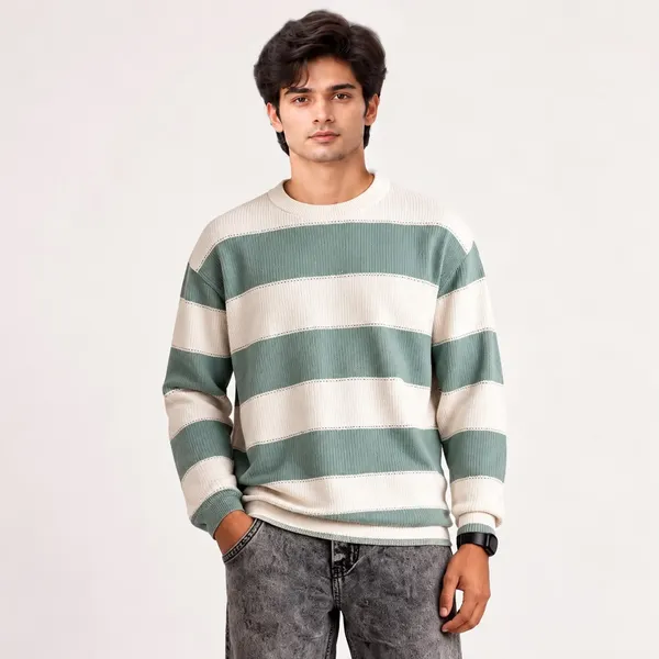 Green_Striped_Regular_Fit_Full_Sleeve_T-Shirt_For_Men