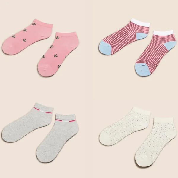 Multicolor_Cotton_Low_Cut_Seamless_Socks_For_Women_Pack_Of_4