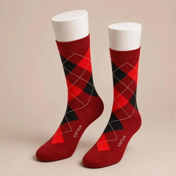 Black_Cotton_Argyle_Crew_Socks_For_Unisex_Pack_Of_2