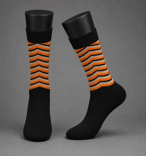 Orange_Cotton_Crew_Length_Socks_For_Unisex_Pack_Of_2